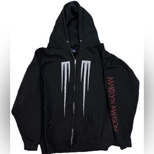 Vintage Marilyn Manson Zip-Up Hoodie XXL with Drip Logo